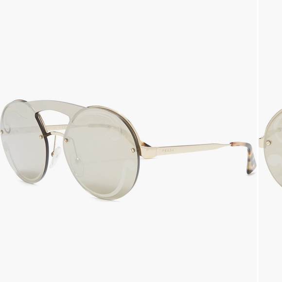 Prada NEW in box 36mm antique Gold Round Sunglasses - Picture 3 of 4